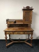 A late 19th century mahogany and walnut writing desk