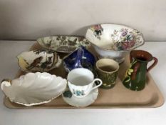 A tray of three pieces of Maling, Doulton The Greenwood Tree Burslem bowl,