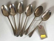 A set of six silver table spoons, 13.