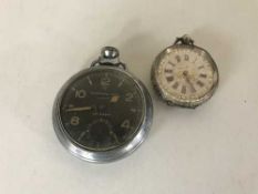 An Ingersoll Triumph pocket watch and a continental silver fob watch