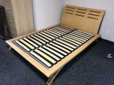 An Ikea 5' beech bed frame