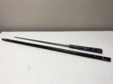 A sword stick with enamel handle