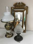 A converted brass oil lamp,