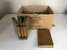 A box of sixteen leather bound volumes - three Reliques of English poetry,