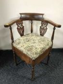 A late Victorian corner commode chair