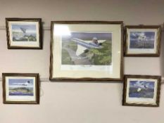 Eight signed limited edition prints celebrating Concorde, signed in pencil.