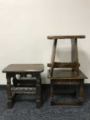 A carved oak stool,