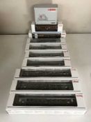 Nine Marklin assorted passenger carriages - 2 x 43920, 43930, 43202, 4051, 2 x 4052, 42101,
