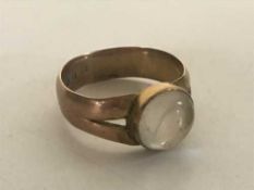 A 9ct gold rock crystal ring, 5.
