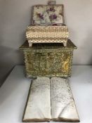 A brass coal box,