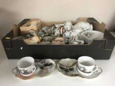 Four boxes of 20th century pottery and china - Japanese tea set, character jugs, teapots,