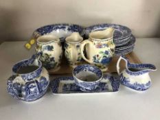 Three Masons Regency jugs and twenty one pieces of Spode china