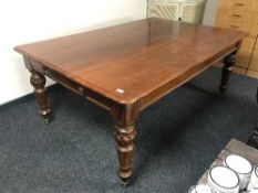 A Victorian mahogany library table fitted two drawers