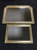 A gilt framed over mantel and a gilt framed mirror