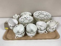 A Crown Staffordshire tea set depicting peacocks