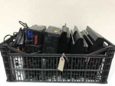 Two crates of Playstation and XBox consoles and accessories