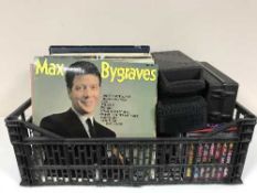 A box of LP records,