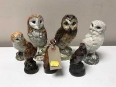 Three Beswick Beneagles Scotch Whiskey decanters - owls,