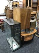A teak coffee table, bedside cabinet,