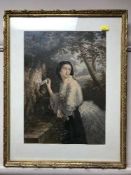 George Baxter : The Lover's Letterbox, oil-based print, with Baxter stamp to bottom, 34cm by 25cm,