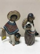 Two Lladro figures - Mexican girl and boy,