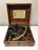 A mahogany cased sextant number 5959 made by Heath & Co Ltd, Crayford,