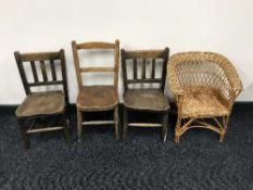Three mid century child's chairs,