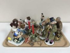 A tray of three Capo di Monte figures,