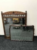 A late Victorian over mantel mirror and dressing table mirror