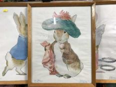 A set of six framed Beatrix Potter prints from the Tales of Benjamin Bunny