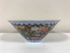 A Chinese eggshell porcelain bowl, Qianlong mark in underglaze blue,