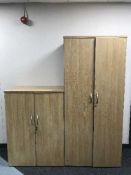 Two double door office stationary cupboards