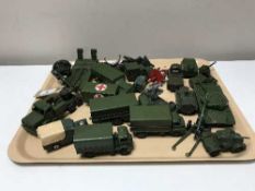 A group of Corgi and Dinky die cast military vehicles