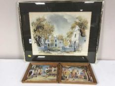 Assorted pictures and prints - watercolour of Halpen, signed Graham Bosworth print,