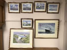 After Timothy O'Brien : A collection of eight reproductions in colours all depicting Concorde,