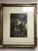 George Baxter : The Love Letter, oil-based print, with Baxter stamp to bottom right, 36cm by 25cm,