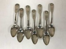 A set of seven silver teaspoons, 4.