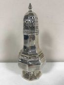 A silver caster, Birmingham marks, 5.