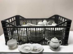 A crate of Japanese egg shell tea service