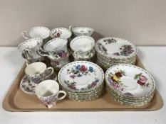 A tray of thirty six pieces of Royal Albert tea china and pair of Empire china cups and saucers
