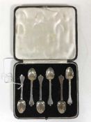 A cased set of silver silver teaspoons
