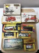 Nine die cast vehicles including Dinky 285 Fire Tender, Corgi Glow Worm Dragster,