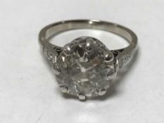 An old European cut diamond solitaire ring, 3.77ct, measurements 10.06 x 9.95 x 5.