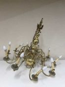 An impressive branch ten branch chandelier