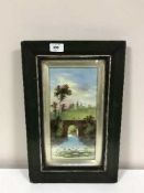 A hand painted panel - bridge over river