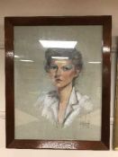 20th century school ** Raphael : Head and shoulders study of a lady, charcoal and colour chalks,