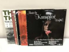 A box and crate of LP records and boxed sets - military bands etc