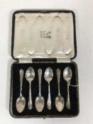 A cased set of six silver teaspoons