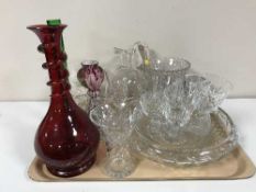 A quantity of lead crystal and coloured glass ware