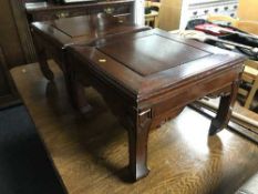 A pair of square oriental style lamp tables